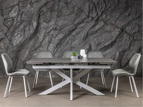 Керамічний стіл розкладний обідній Vetro Mebel Тіціано TML-1150 Делікато грей-білий-5