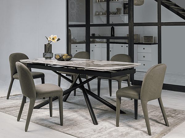 Керамічний стіл розкладний обідній Vetro Mebel Піно TML-1200 Патагонія-чорний-6