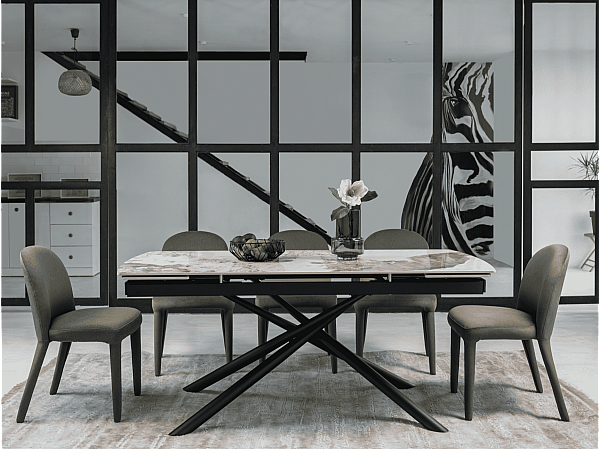 Керамічний стіл розкладний обідній Vetro Mebel Піно TML-1200 Патагонія-чорний-5