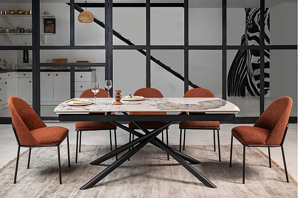 Керамічний стіл розкладний обідній Vetro Mebel Піно TML-1200 Патагонія-чорний-10