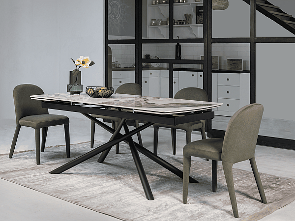 Керамічний стіл розкладний обідній Vetro Mebel Піно TML-1200 Патагонія-чорний-1