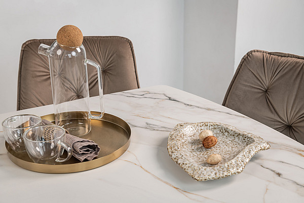 Керамический стол раскладной обеденный Vetro Mebel Элио TML-990 Каcа голд-черный-7