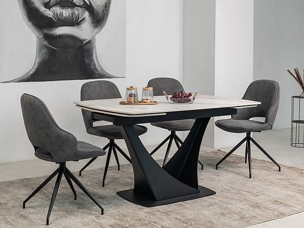 Керамический стол раскладной обеденный Vetro Mebel Элио TML-990 Каcа голд-черный-2