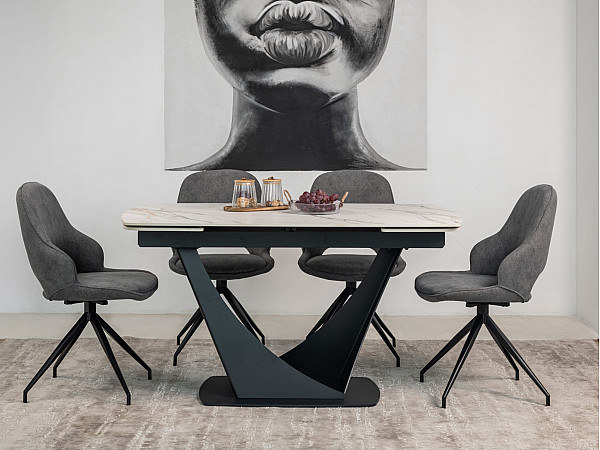 Керамический стол раскладной обеденный Vetro Mebel Элио TML-990 Каcа голд-черный-3