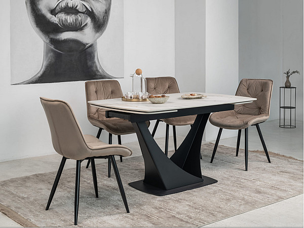 Керамический стол раскладной обеденный Vetro Mebel Элио TML-990 Каcа голд-черный-4