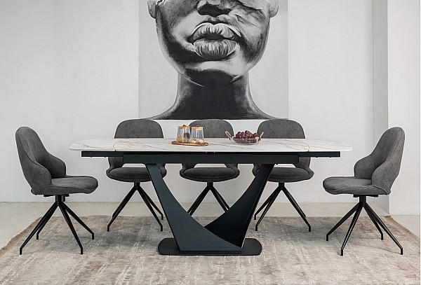 Керамический стол раскладной обеденный Vetro Mebel Элио TML-990 Каcа голд-черный-5