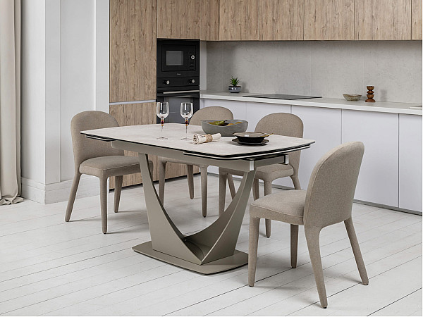 Керамический стол раскладной обеденный Vetro Mebel Элио ТМL-990 Сахара-бежевый 90-140 (200) см-6