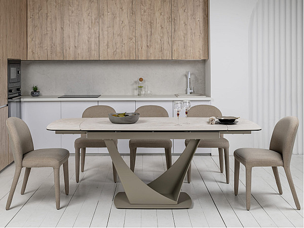 Керамический стол раскладной обеденный Vetro Mebel Элио ТМL-990 Сахара-бежевый 90-140 (200) см-10