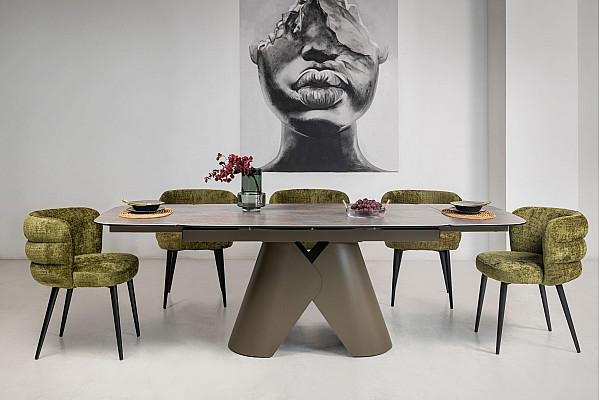 Керамічний стіл розкладний обідній Vetro Mebel Паріс TML-997 Айрон бронз-коричневий 90-160 (240) см-8