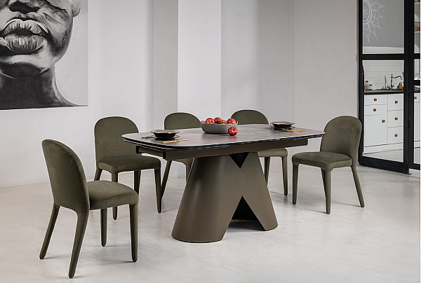 Керамічний стіл розкладний обідній Vetro Mebel Паріс TML-997 Айрон бронз-коричневий 90-160 (240) см-7