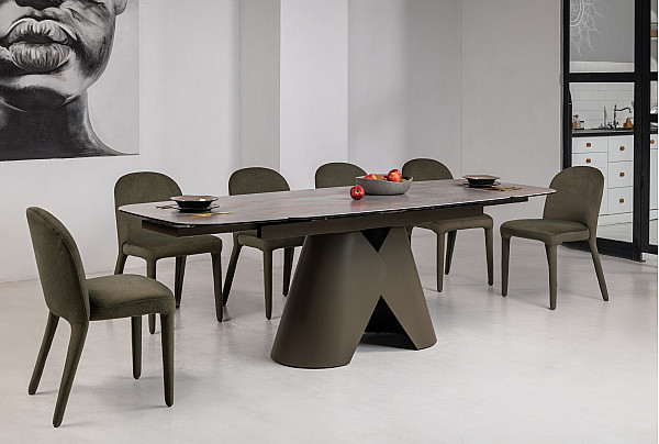 Керамічний стіл розкладний обідній Vetro Mebel Паріс TML-997 Айрон бронз-коричневий 90-160 (240) см-6