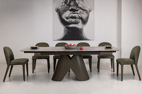 Керамічний стіл розкладний обідній Vetro Mebel Паріс TML-997 Айрон бронз-коричневий 90-160 (240) см-5