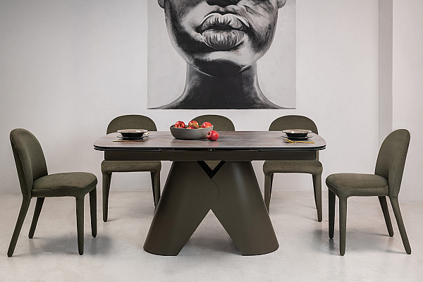 Керамічний стіл розкладний обідній Vetro Mebel Паріс TML-997 Айрон бронз-коричневий 90-160 (240) см-4