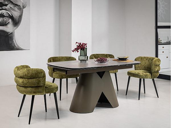 Керамічний стіл розкладний обідній Vetro Mebel Паріс TML-997 Айрон бронз-коричневий 90-160 (240) см-1