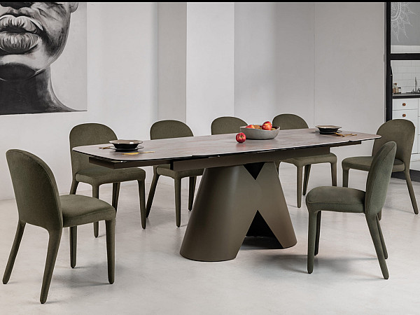 Керамічний стіл розкладний обідній Vetro Mebel Паріс TML-997 Айрон бронз-коричневий 90-160 (240) см-0