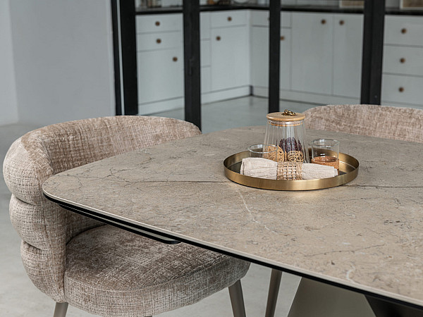 Керамический стол раскладной обеденный Vetro Mebel Парис TML-997 Иджео беж-бежевый 90-160 (240) см-9