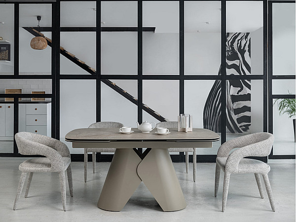 Керамический стол раскладной обеденный Vetro Mebel Парис TML-997 Иджео беж-бежевый 90-160 (240) см-2