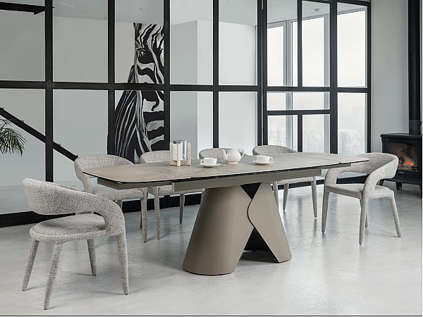 Керамический стол раскладной обеденный Vetro Mebel Парис TML-997 Иджео беж-бежевый 90-160 (240) см-0