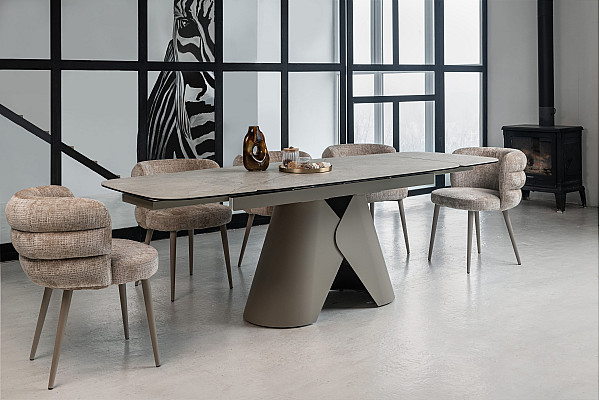 Керамический стол раскладной обеденный Vetro Mebel Парис TML-997 Иджео беж-бежевый 90-160 (240) см-6