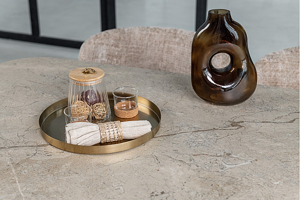 Керамический стол раскладной обеденный Vetro Mebel Парис TML-997 Иджео беж-бежевый 90-160 (240) см-10