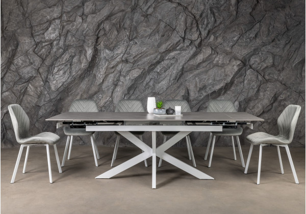 Стілець Vetro Mebel N-54 Світло-сірий велюр-білий-4