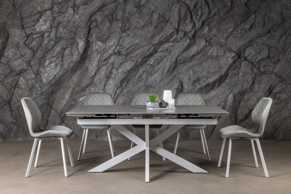 Стілець Vetro Mebel N-54 Світло-сірий велюр-білий-3