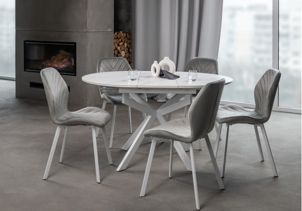 Стілець Vetro Mebel N-54 Світло-сірий велюр-білий-2