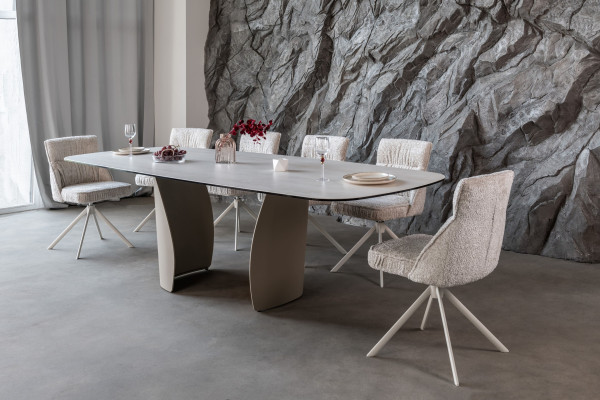 Стул поворотный Vetro Mebel R-168 Жемчужный нюд/белый-3