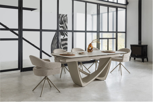 Стул поворотный Vetro Mebel R-180 Бежевый лен/капучино-10