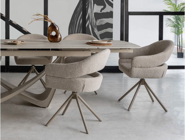 Стул поворотный Vetro Mebel R-180 Бежевый лен/капучино-12