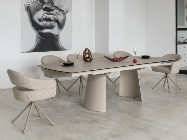 Стул поворотный Vetro Mebel R-180 Бежевый лен/капучино-14