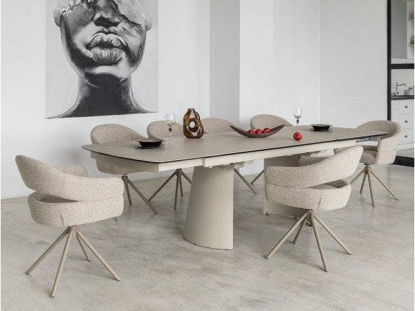 Стул поворотный Vetro Mebel R-180 Бежевый лен/капучино-15