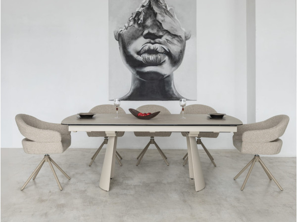 Стул поворотный Vetro Mebel R-180 Бежевый лен/капучино-16