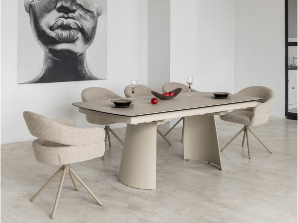 Стул поворотный Vetro Mebel R-180 Бежевый лен/капучино-17