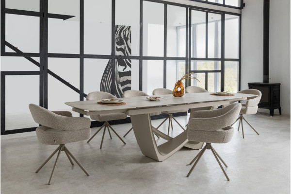 Стул поворотный Vetro Mebel R-180 Бежевый лен/капучино-18