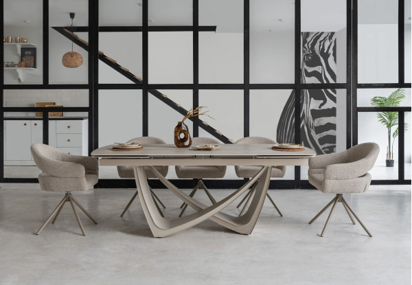 Стул поворотный Vetro Mebel R-180 Бежевый лен/капучино-19