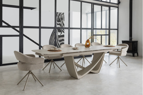 Стул поворотный Vetro Mebel R-180 Бежевый лен/капучино-21