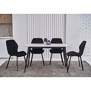 Керамический стол обеденный Vetro Mebel TM-100 Белый мрамор-черный