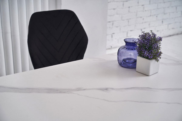 Керамічний стіл обідній Vetro Mebel TM-100 Білий мармур-чорний-5