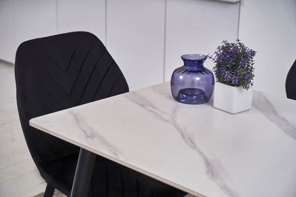 Керамічний стіл обідній Vetro Mebel TM-100 Білий мармур-чорний-2