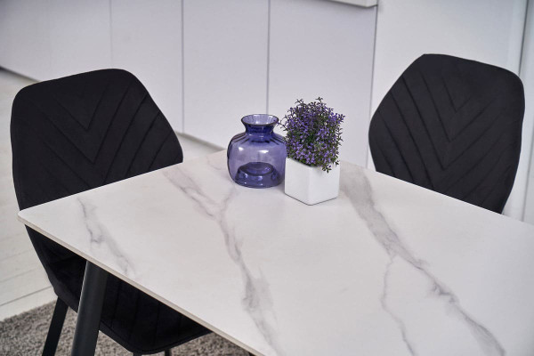 Керамічний стіл обідній Vetro Mebel TM-100 Білий мармур-чорний-3