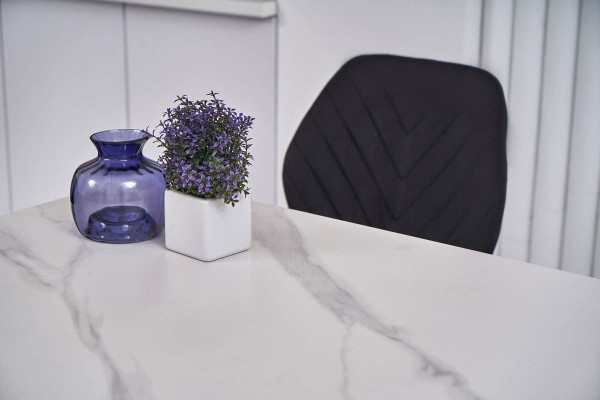 Керамічний стіл обідній Vetro Mebel TM-100 Білий мармур-чорний-4