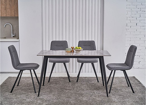 Керамический стол обеденный Vetro Mebel TM-100 Калакатта грей-черный-0