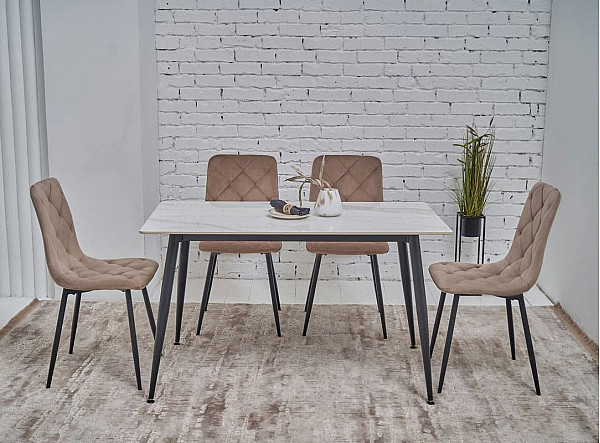 Обідній керамічний стіл Vetro Mebel TM-100 Олімпо вайт-чорний-0