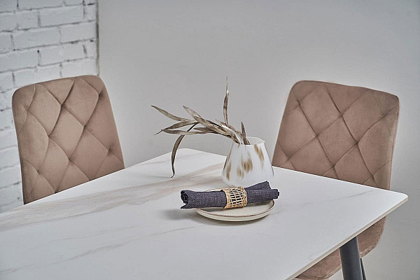 Обідній керамічний стіл Vetro Mebel TM-100 Олімпо вайт-чорний-3