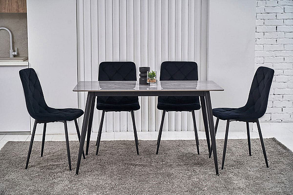 Керамічний стіл обідній Vetro Mebel TM-100 Ребекка грей-чорний-0