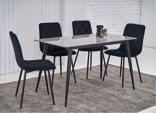 Керамічний стіл обідній Vetro Mebel TM-100 Ребекка грей-чорний-2