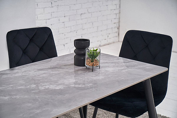 Керамічний стіл обідній Vetro Mebel TM-100 Ребекка грей-чорний-3