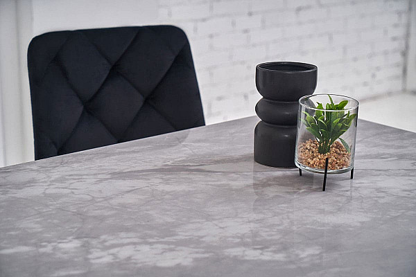 Керамічний стіл обідній Vetro Mebel TM-100 Ребекка грей-чорний-4