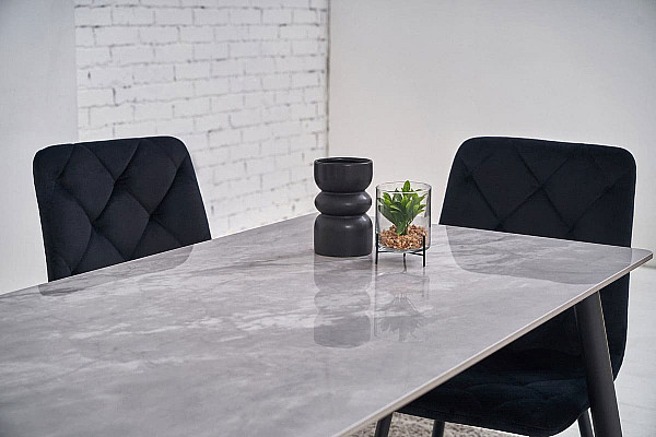 Керамічний стіл обідній Vetro Mebel TM-100 Ребекка грей-чорний-5